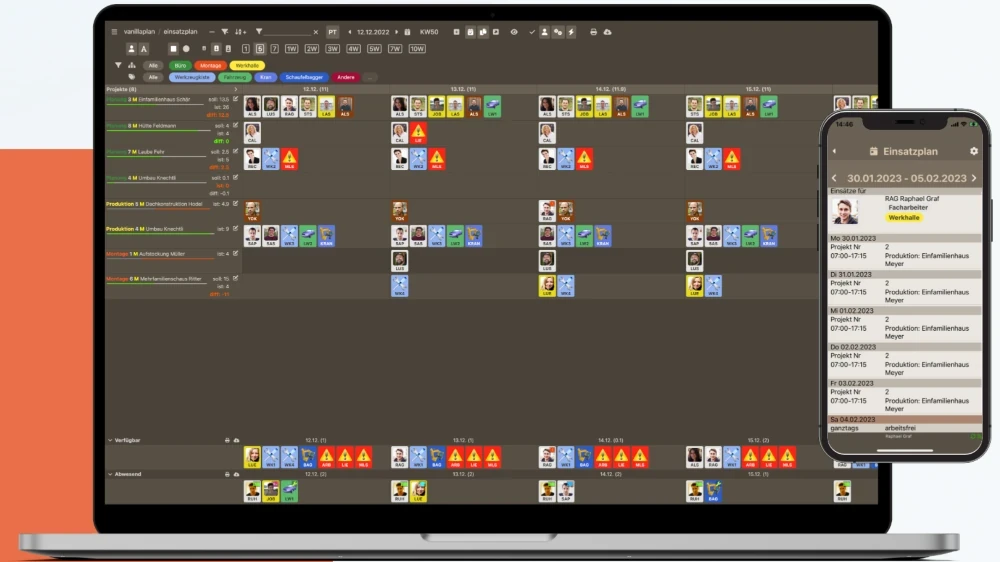 Logiciel Vanillaplan sur un MacBook avec l'app mobile Vanillaplan