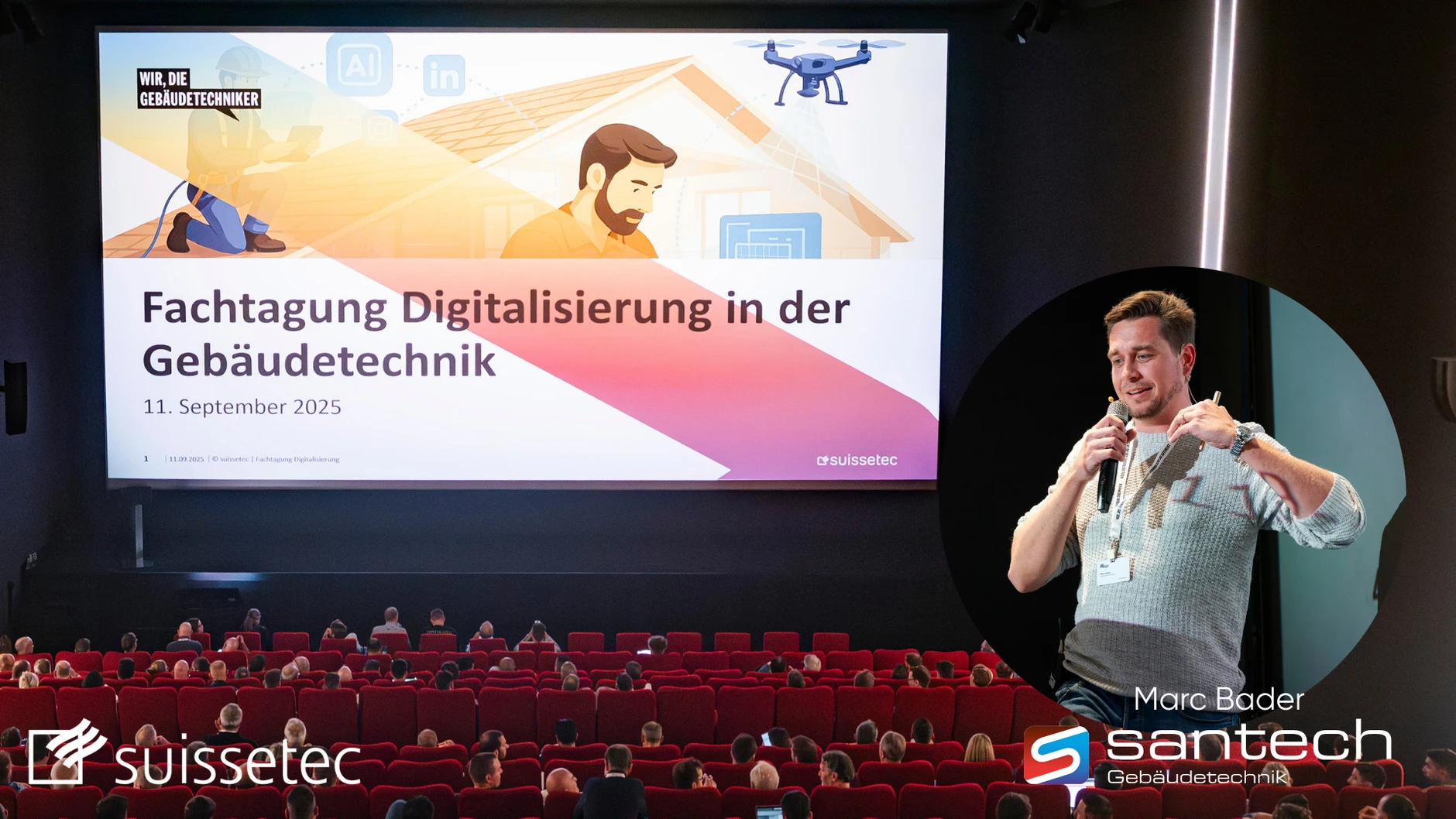 Marc Bader (Santech) at the conference on digitalisation in building services