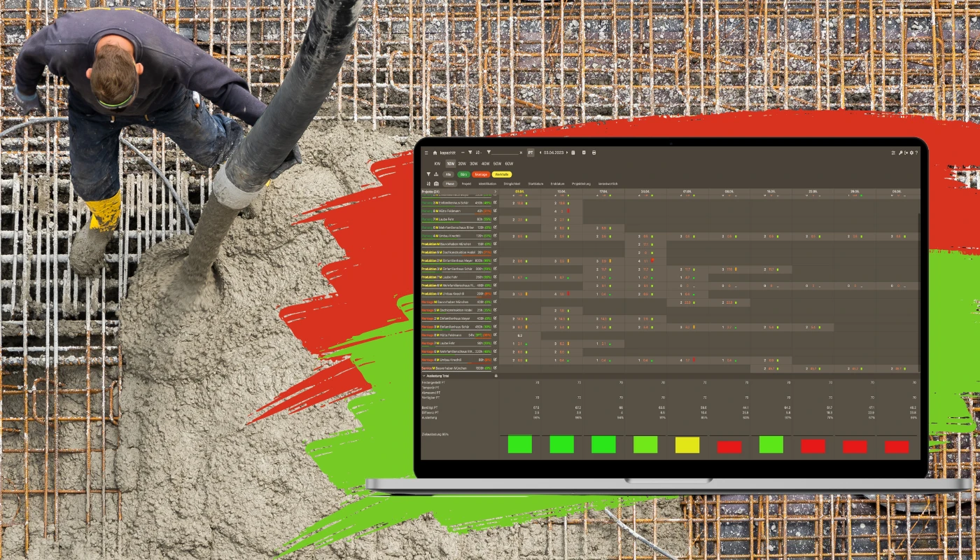 Ordinateur portable avec Vanillaplan devant une fondation en béton